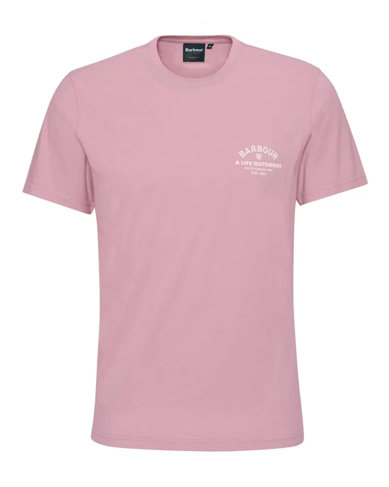 Barbour T-Shirt aus Baumwolle mit Label-Print, Tailored Fit in Pink