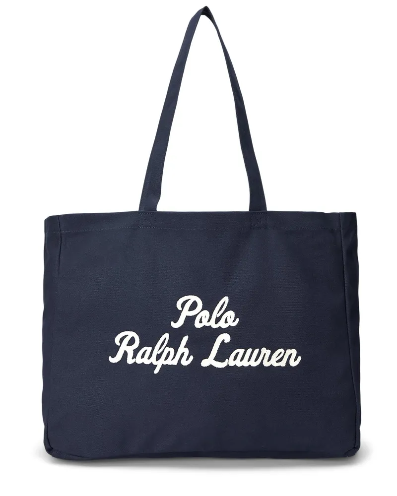 Ralph Lauren Canvas-Reisetasche mit gesticktem Label-Schriftzug in Marine