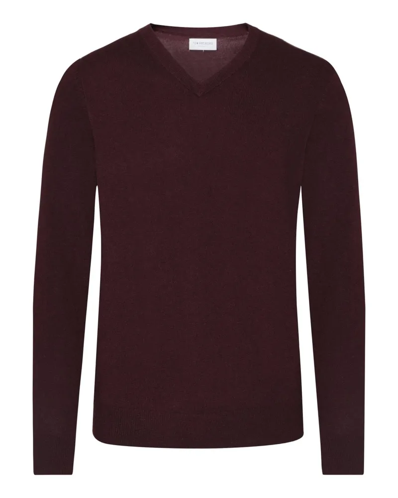 Tom Rusborg Leichter Kaschmirpullover mit V-Ausschnitt in Bordeaux