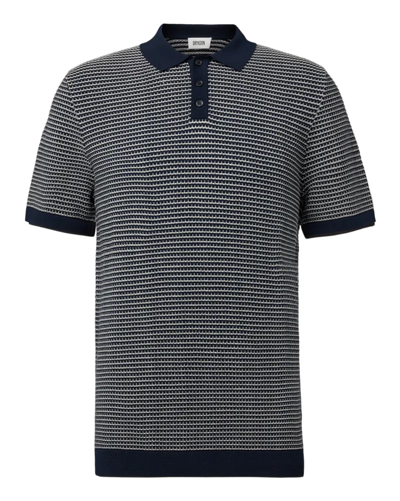 Drykorn Poloshirt aus Baumwolle in Jaquard-Strick, Regular in Marine
