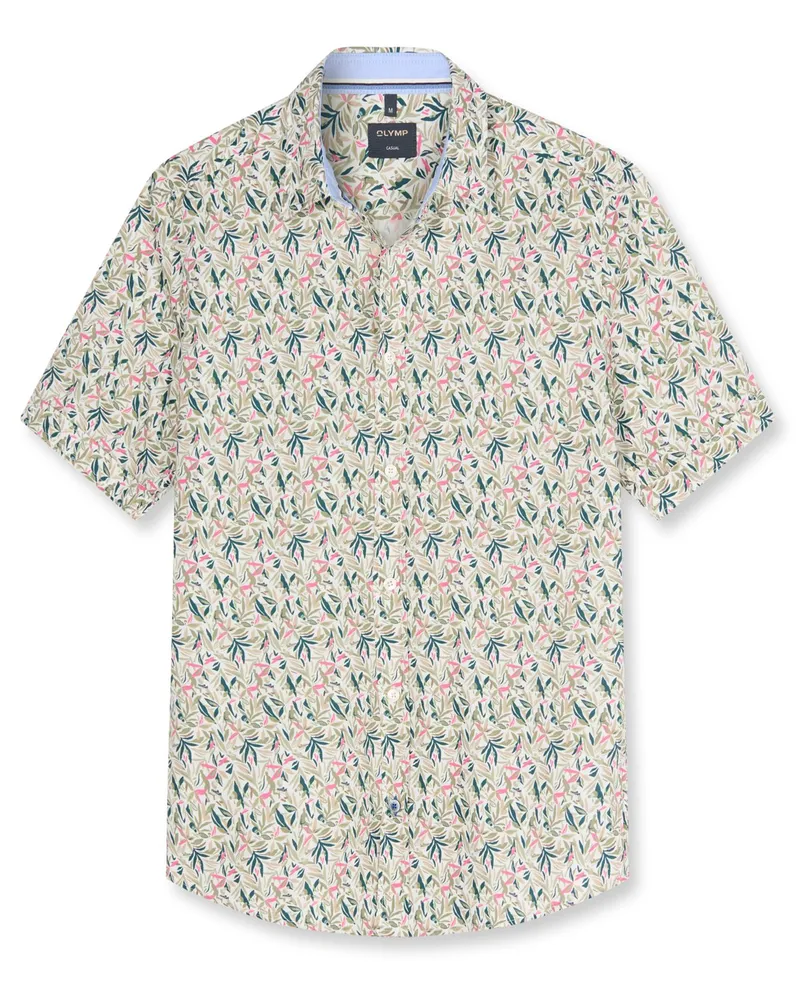 Olymp Casual, Regular Fit, Kurzarmhemd mit buntem floralem Print in Rosenrot