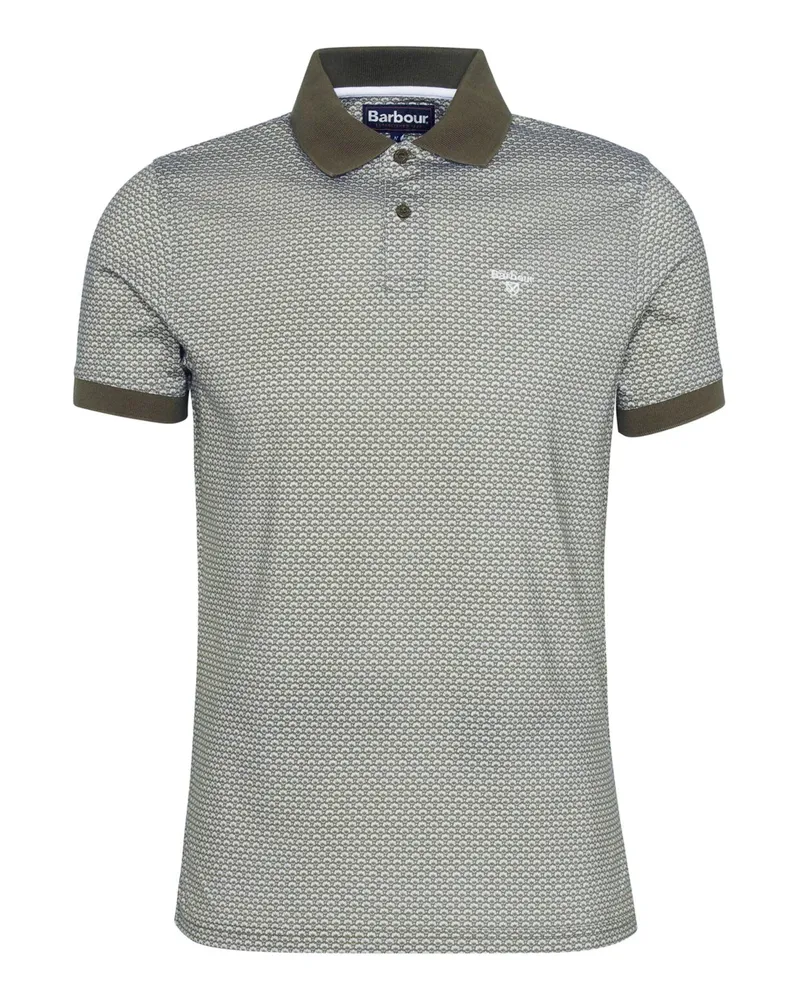 Barbour Softes Poloshirt mit Shell-Print und Logo-Stickerei in Grün