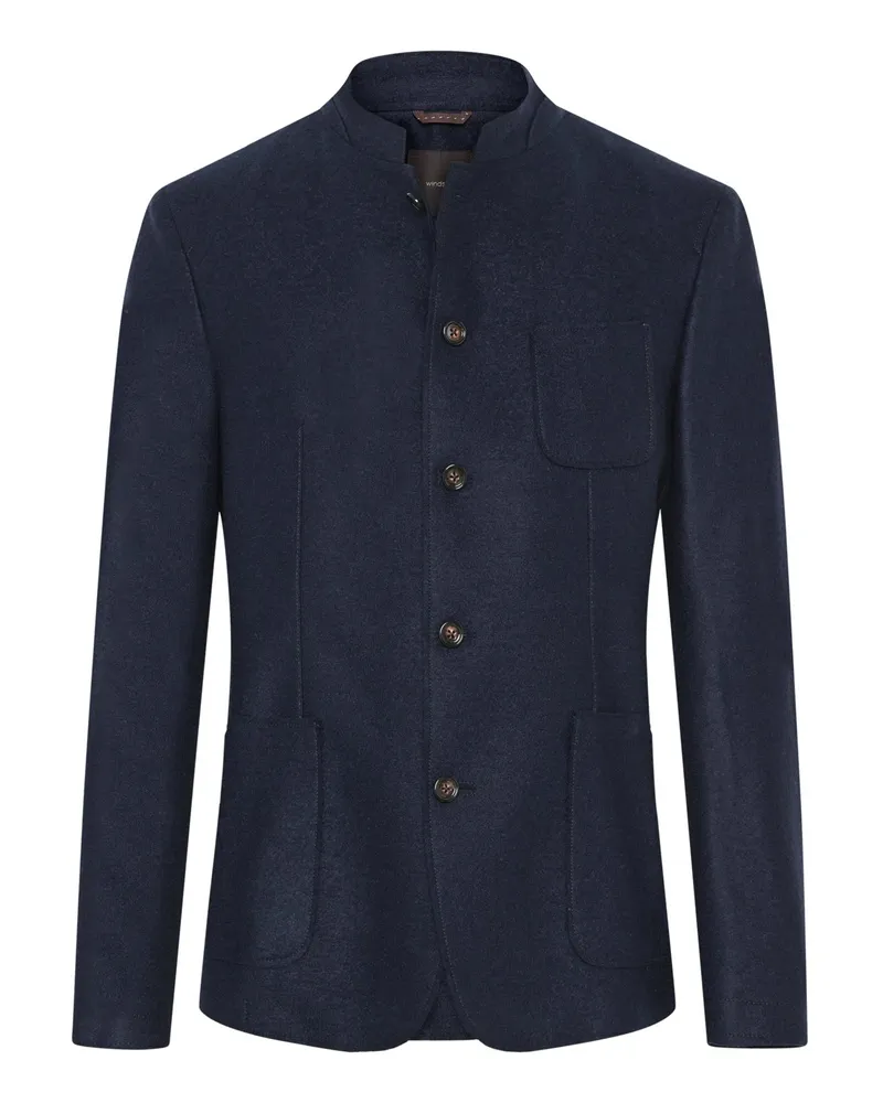 windsor. Stehkragen-Sakko aus Wolle, Shaped Fit in Marine
