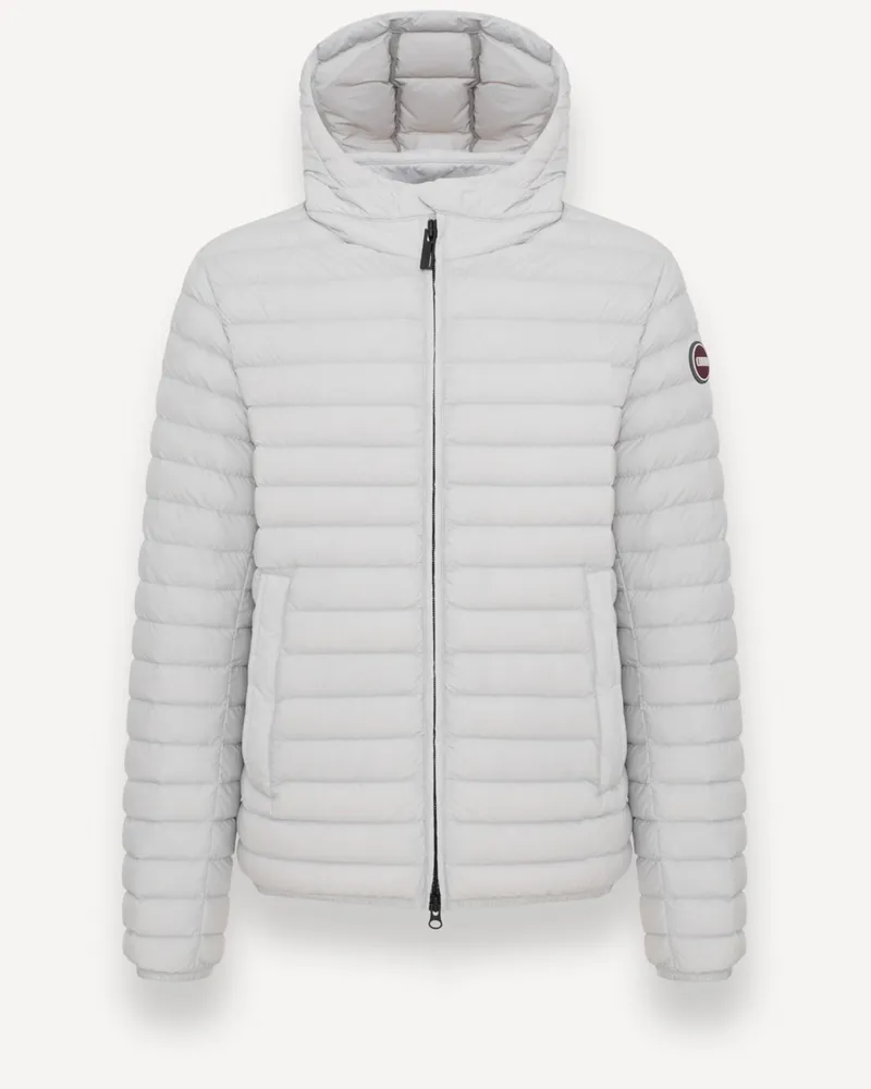 Colmar Gesteppte Leichtdaunenjacke mit Kapuze und Logo-Patch in Hellgrau