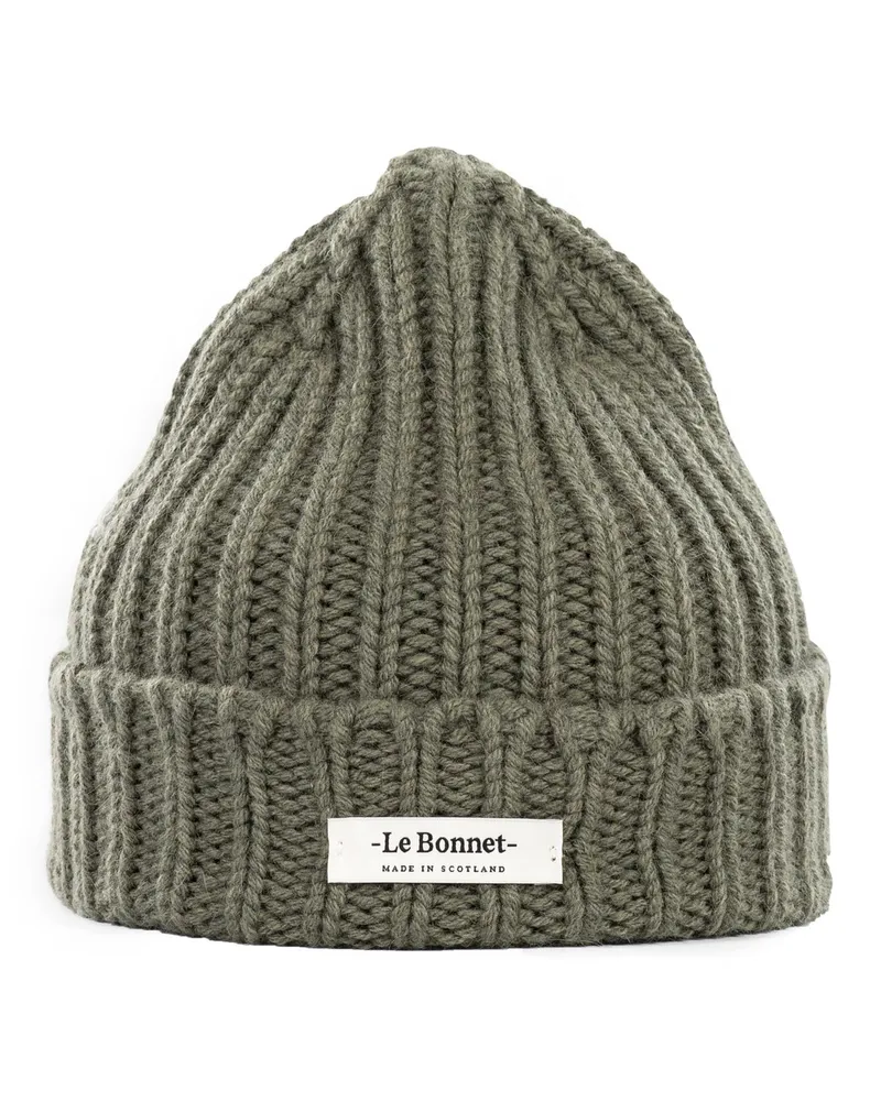 Le Bonnet Grobstrick Mütze aus Lammwolle und Angora in Oliv
