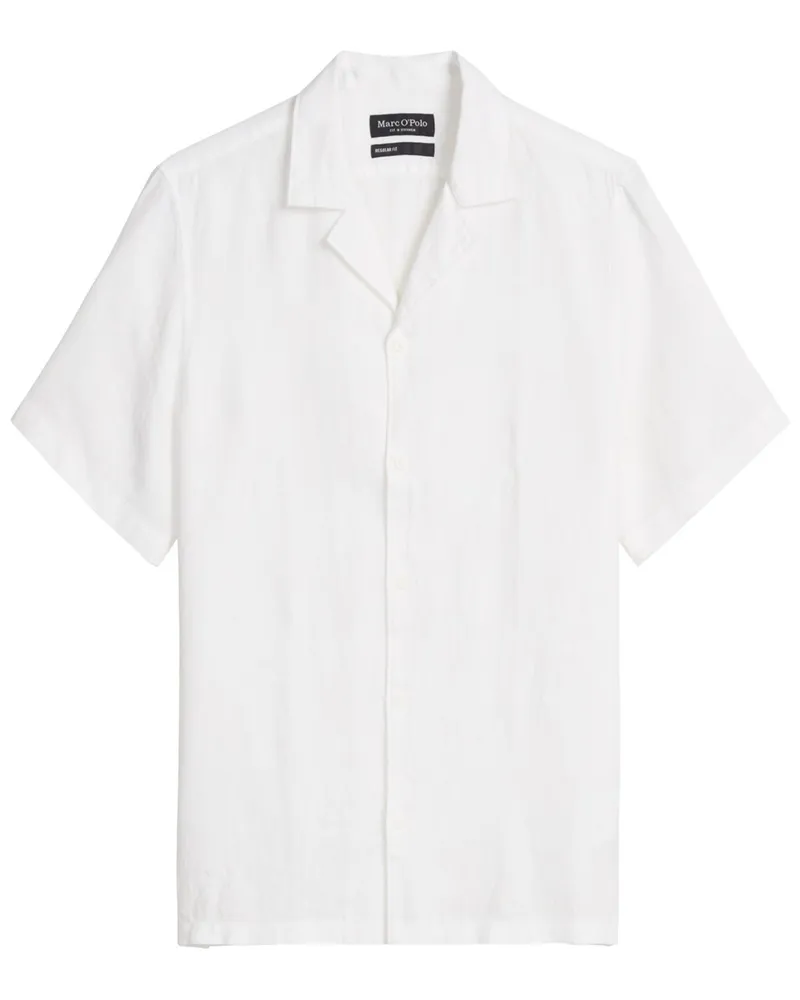 Marc O'Polo Leichtes Leinenhemd mit Resort-Kragen, Regular in Weiß