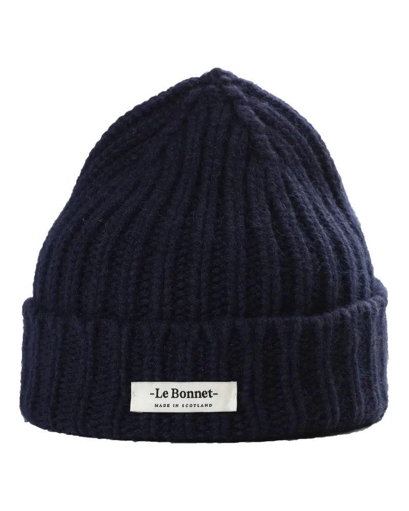 Le Bonnet Grobstrick Mütze aus Lammwolle und Angora in Marine