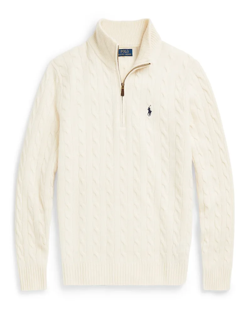 Ralph Lauren Troyer aus Wolle mit Kaschmir in Zopfstrick-Optik in Offwhite