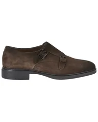 Santoni Leichte Double Monk-Schuhe aus Veloursleder Braun