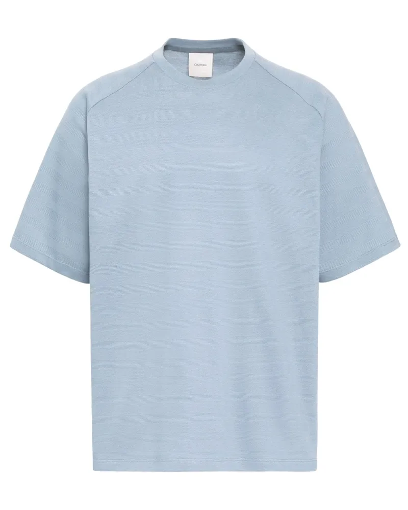 Calvin Klein T-Shirt aus einem leichten Baumwollstrick, Easy Fit in Hellblau