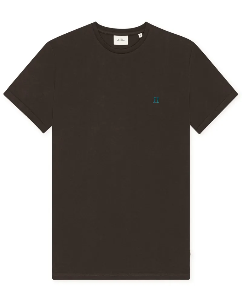 LES DEUX Unifarbenes T-Shirt in softer Jersey-Qualität in Dunkelbraun