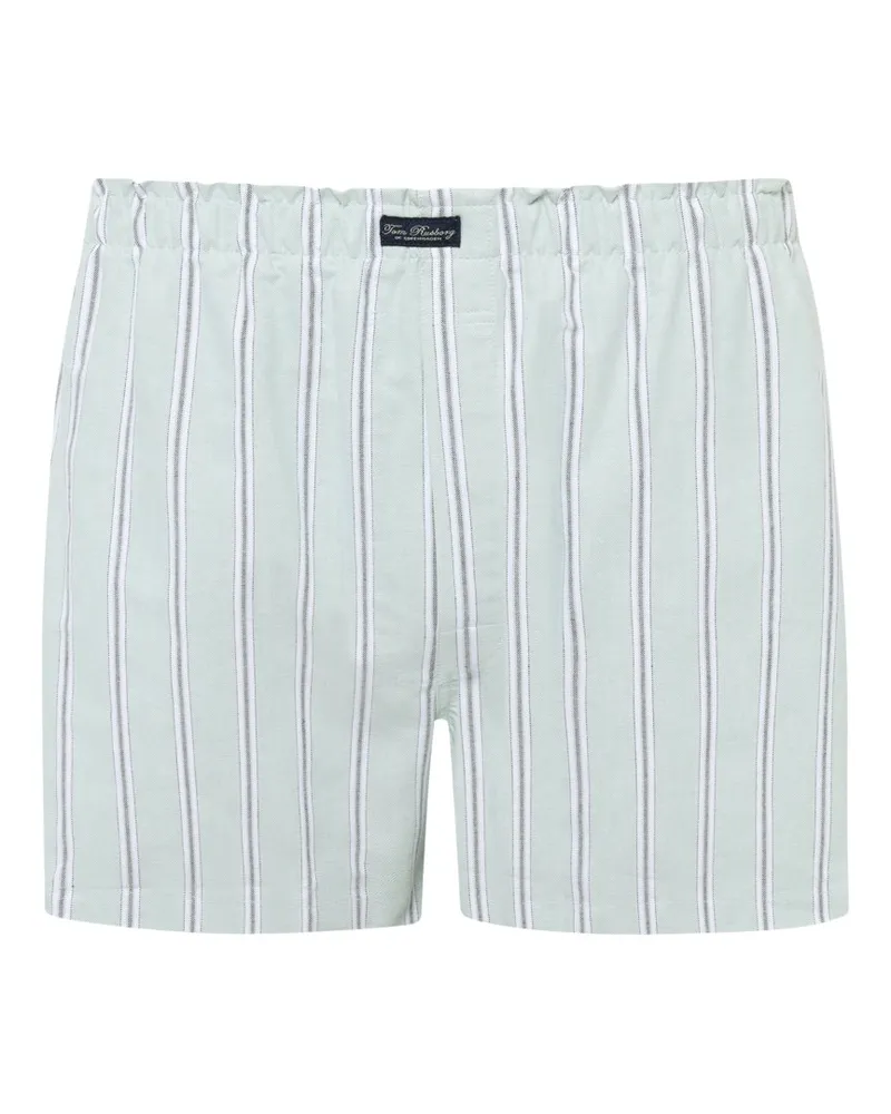 Tom Rusborg Gestreifte Boxershorts aus Baumwolle mit elastischem Bund in Oliv