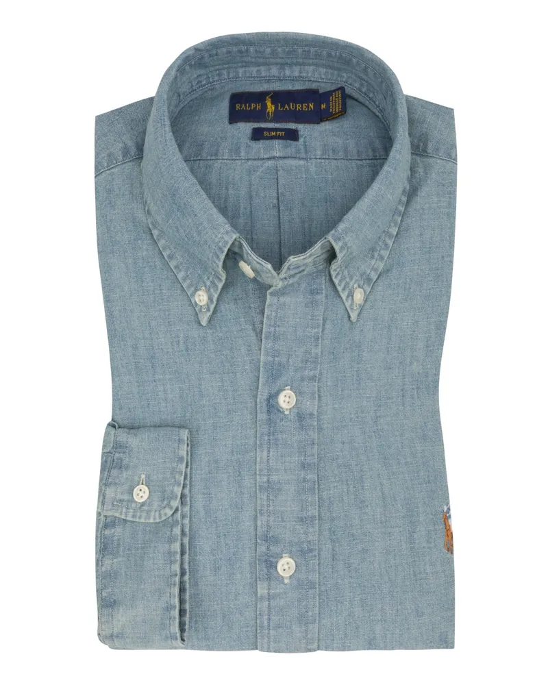Ralph Lauren Jeanshemd mit Button Down-Kragen, Slim Fit in Blau