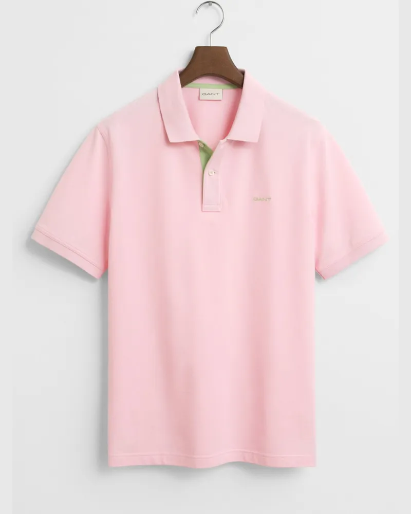 Gant Poloshirt mit Kontrast-Details aus Stretch-Piqué in Rosenrot