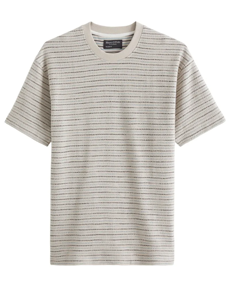 Marc O'Polo Strick-T-Shirt mit buntem Ringelstreifen, Relaxed Fit in Beige