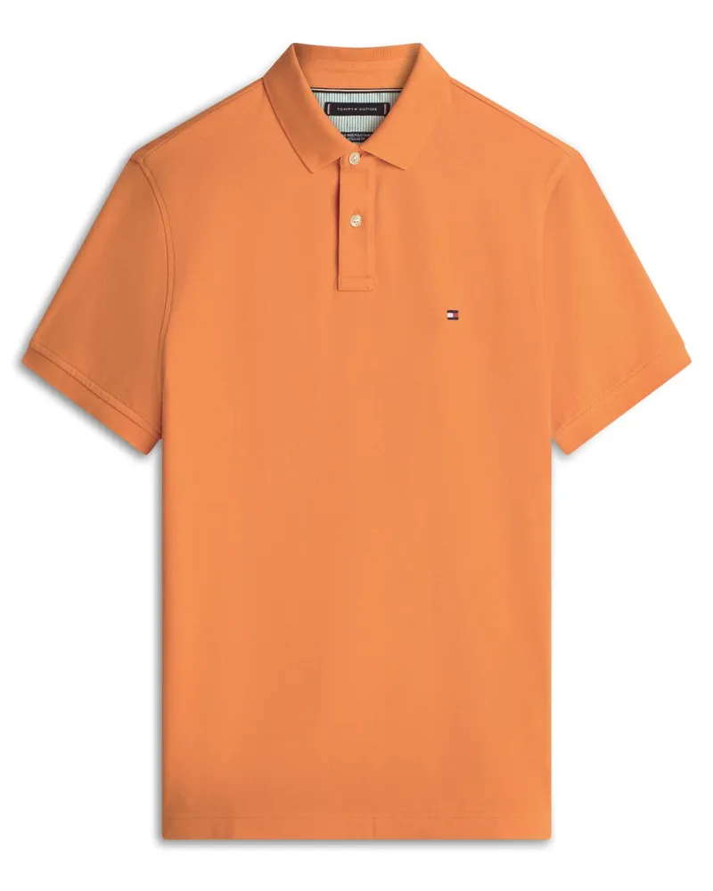 Tommy Hilfiger Piqué-Poloshirt 1985 mit Stretch-Anteil und Flag-Stickerei, Regular Fit in Orange