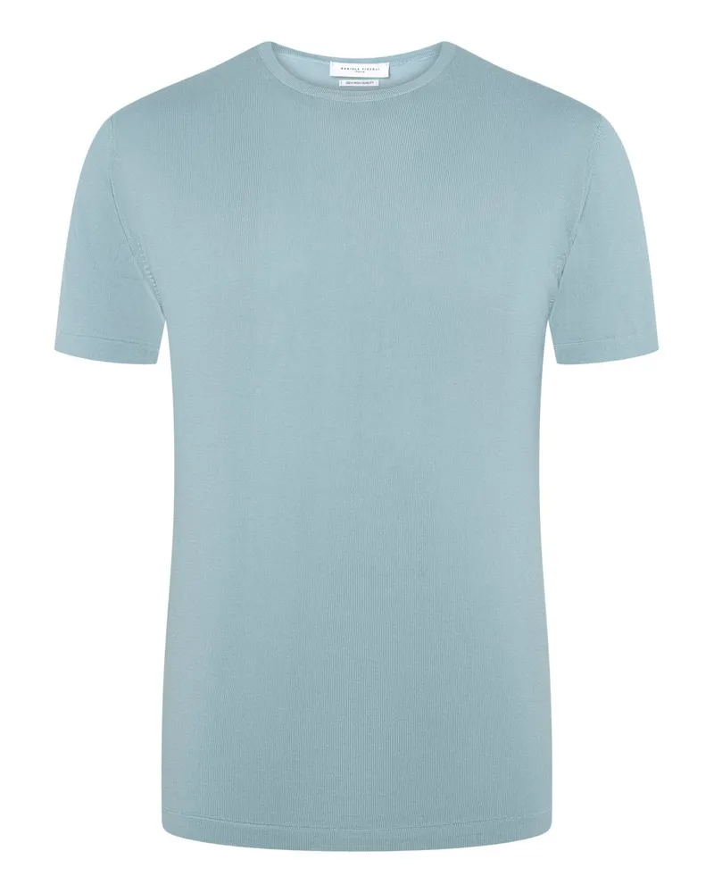 Daniele Fiesoli Leichtes T-Shirt aus edler Giza-Baumwolle in Hellblau
