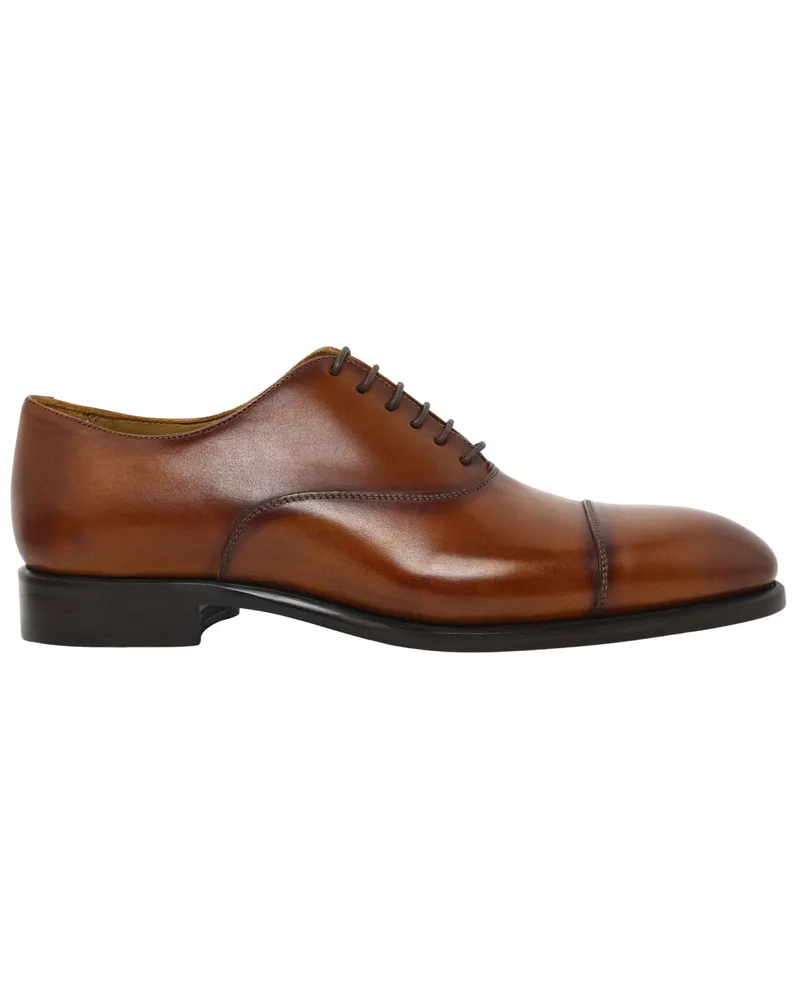 SCHUHE & HANDWERK Handgefertigte Wholecut Oxford-Schnürer Sören in Cognac
