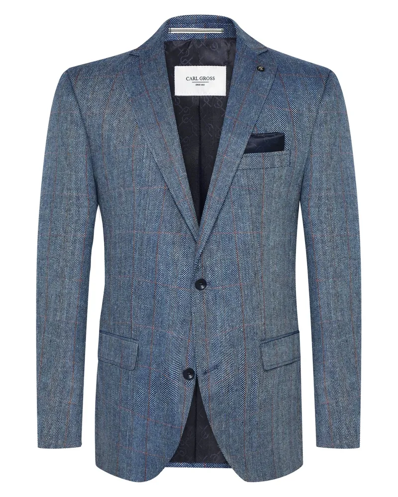 Carl Gross Softes Einreiher-Sakko Theo aus Seide mit fallendem Revers in Blau