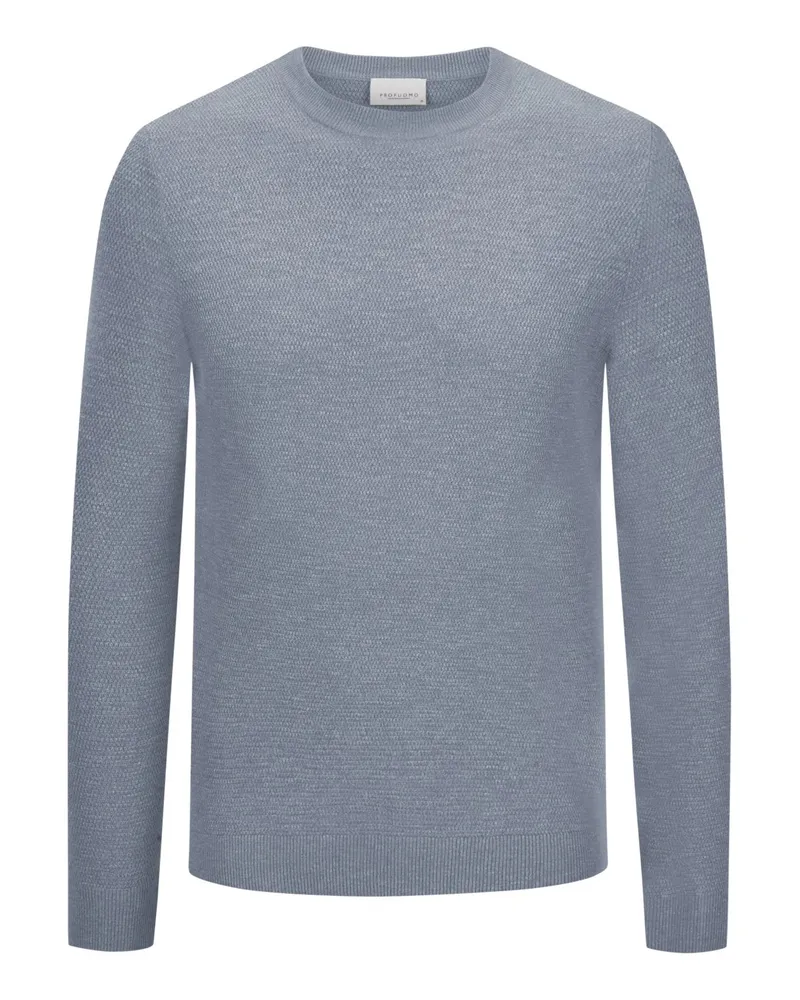 Profuomo Feinstrick-Pullover mit Reiskorn-Struktur in Hellblau