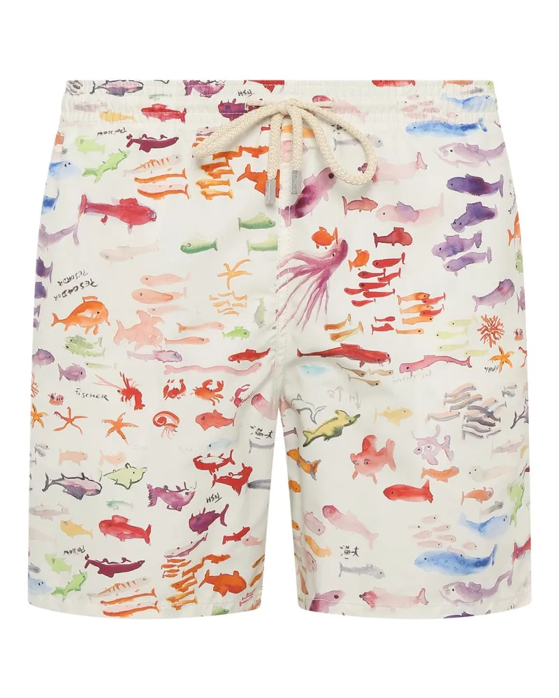 Vilebrequin Glatte Badeshorts mit Fischmotiven in Multicolor