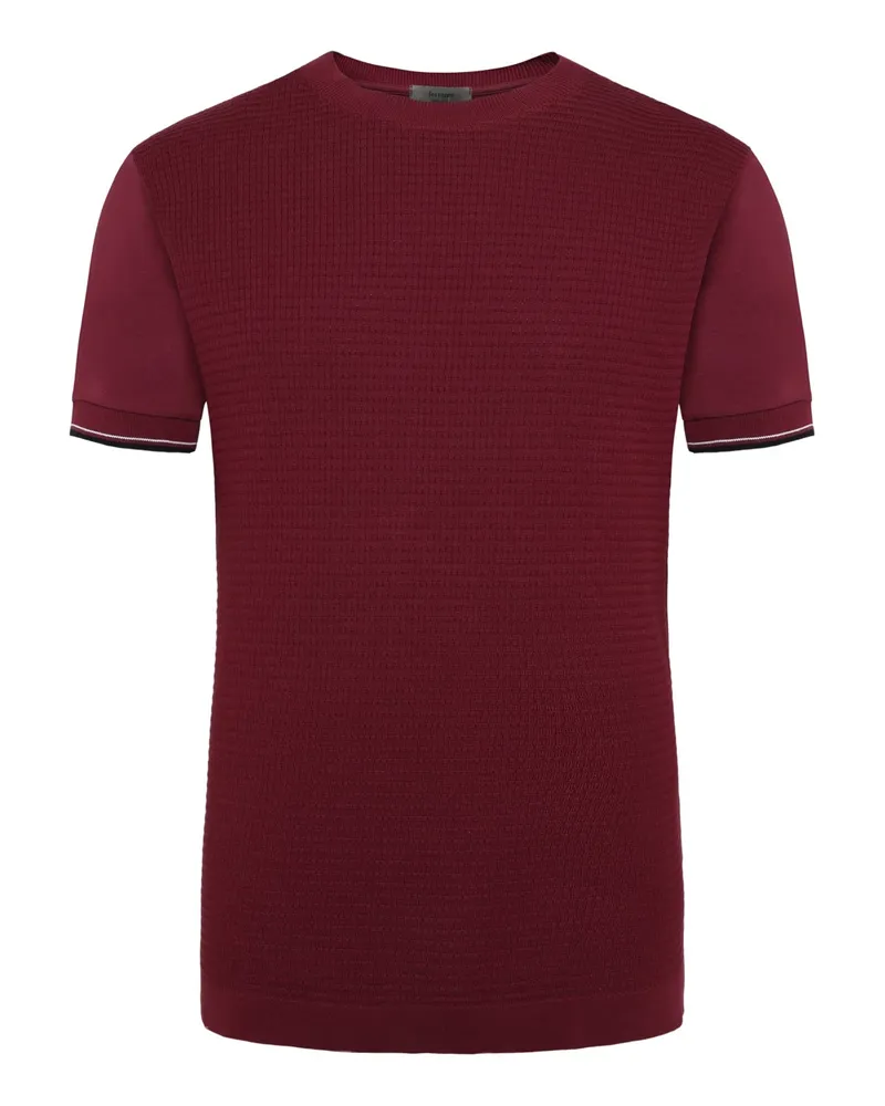 Ferrante Strukturiertes Jersey T-Shirt mit Stretchanteil in Rot