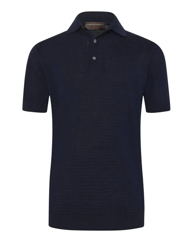Filippo de Laurentiis Softes Poloshirt aus Baumwolle mit Waffelstruktur in Marine