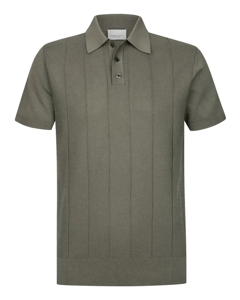 Profuomo Strick-Poloshirt aus Baumwolle mit Schattenstreifen in Braun