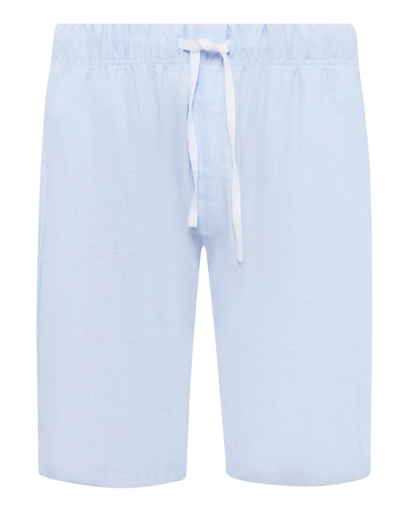 Novila Kurze und leichte Pyjamashorts aus einem Leinen-Baumwoll-Mix in Hellblau