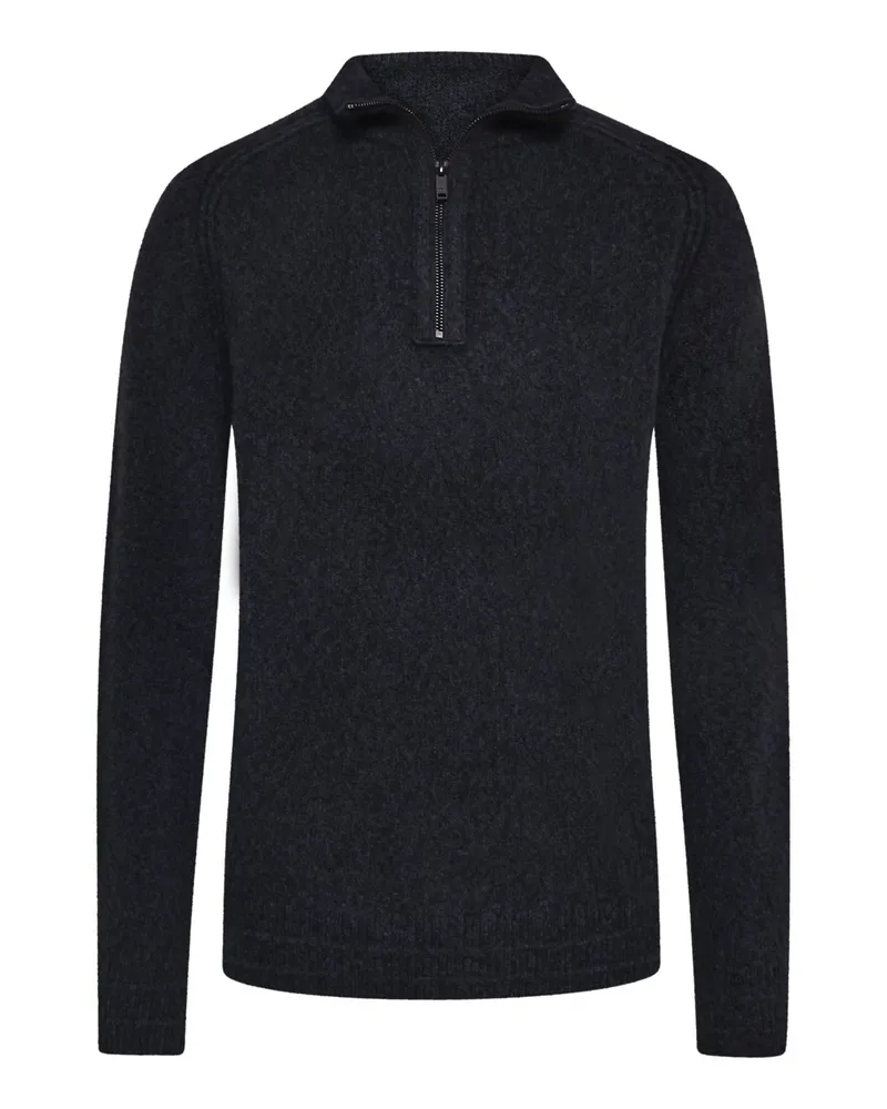 HUGO BOSS Troyer in Bouclé-Strick mit Raglan-Ärmeln in Marine