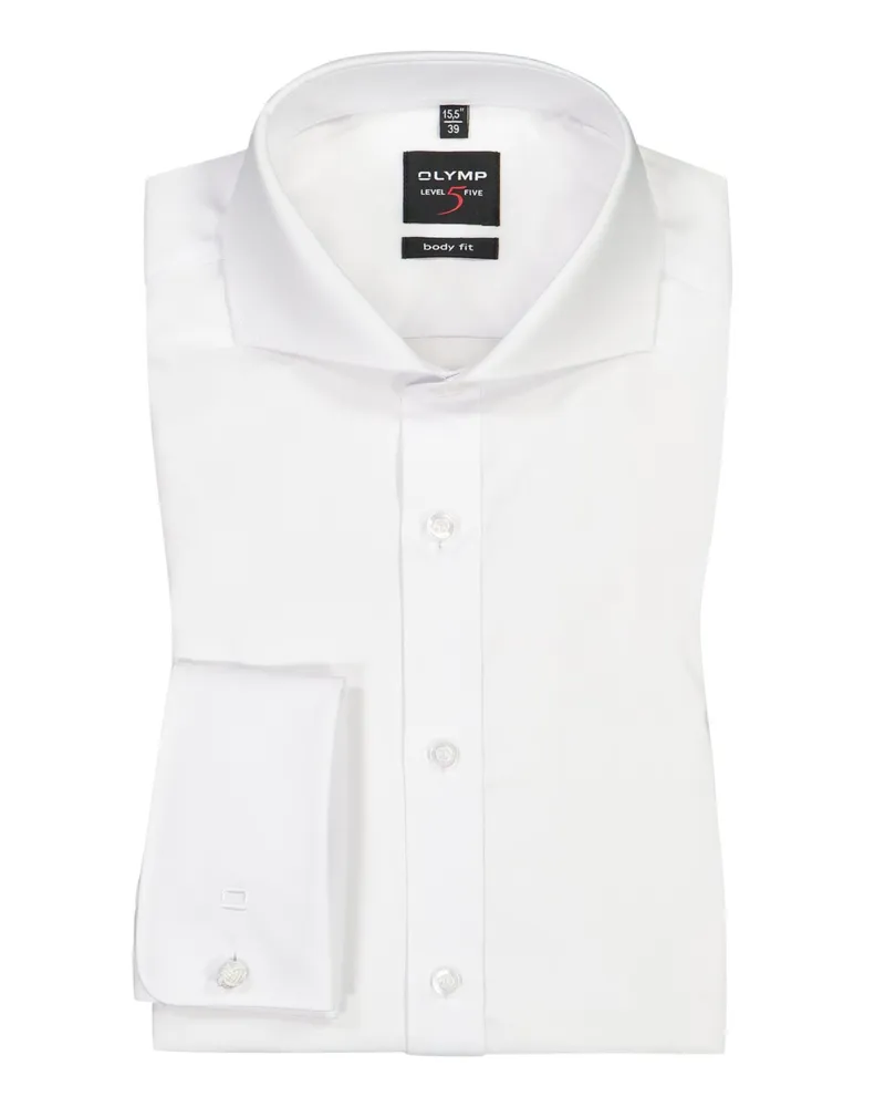 Olymp Level Five Body Fit, Hemd mit extra langem Arm in Weiß