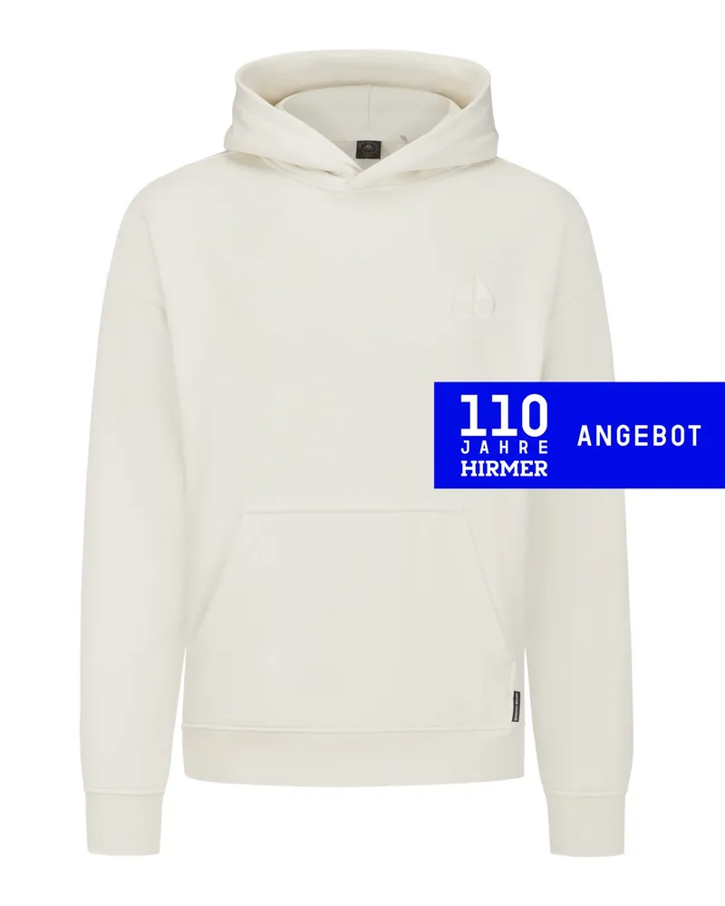 Moose Knuckles Fester Hoodie in Oversize-Form mit Logo-Stickerei Offwhite