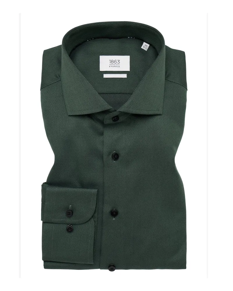 Eterna Strukturiertes Baumwollhemd in Vollzwirn-Qualität, Slim Fit in Grün