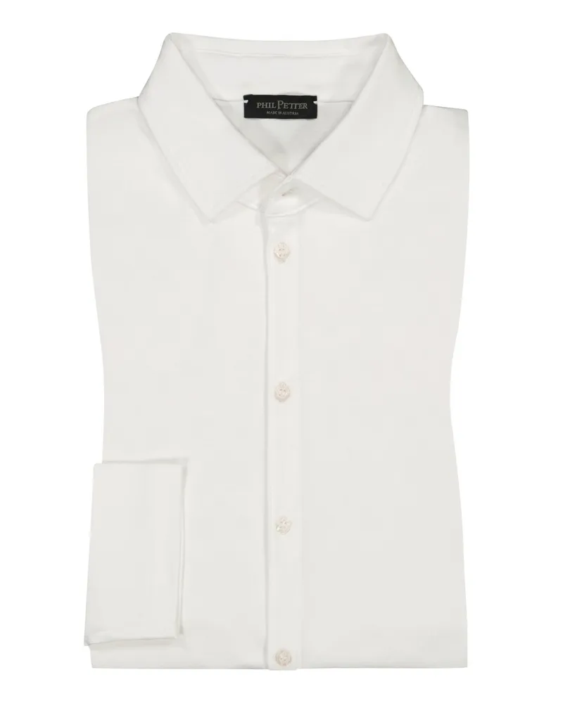 Phil Petter Leichtes Flex-Hemd in Jersey-Qualität mit Struktur Weiß