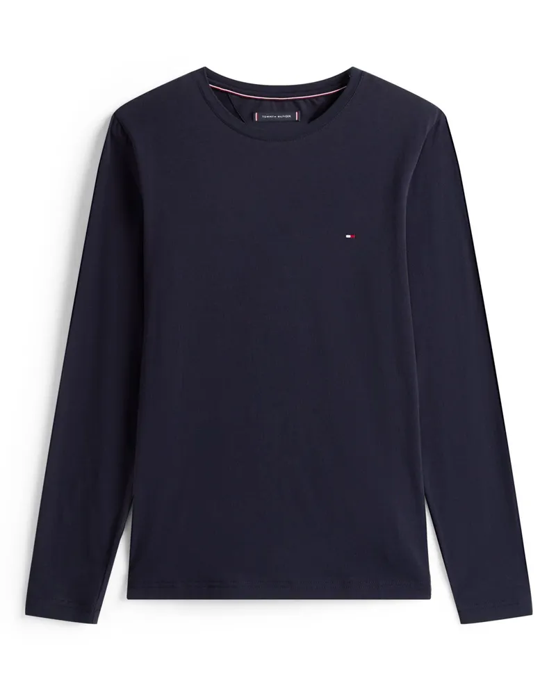 Tommy Hilfiger Longsleeve mit Stretch und Logo-Aufnäher, Extra Slim Fit in Marine