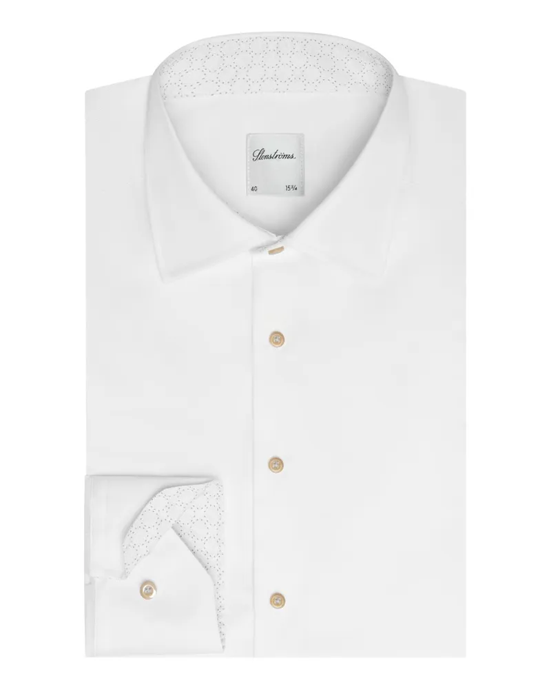Stenströms Hemd aus Twofold Super Cotton mit Ausputz, Regular Fit in Weiß