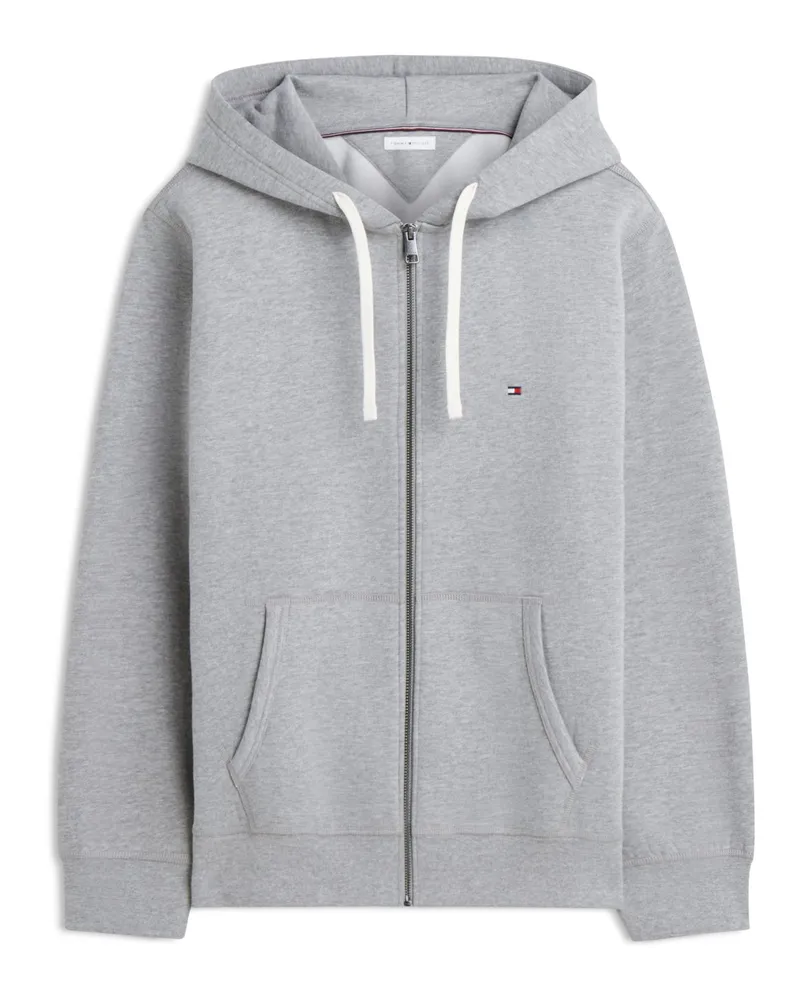 Tommy Hilfiger Sweatjacke aus softem Baumwoll-Fleece, Regular Fit in Grau