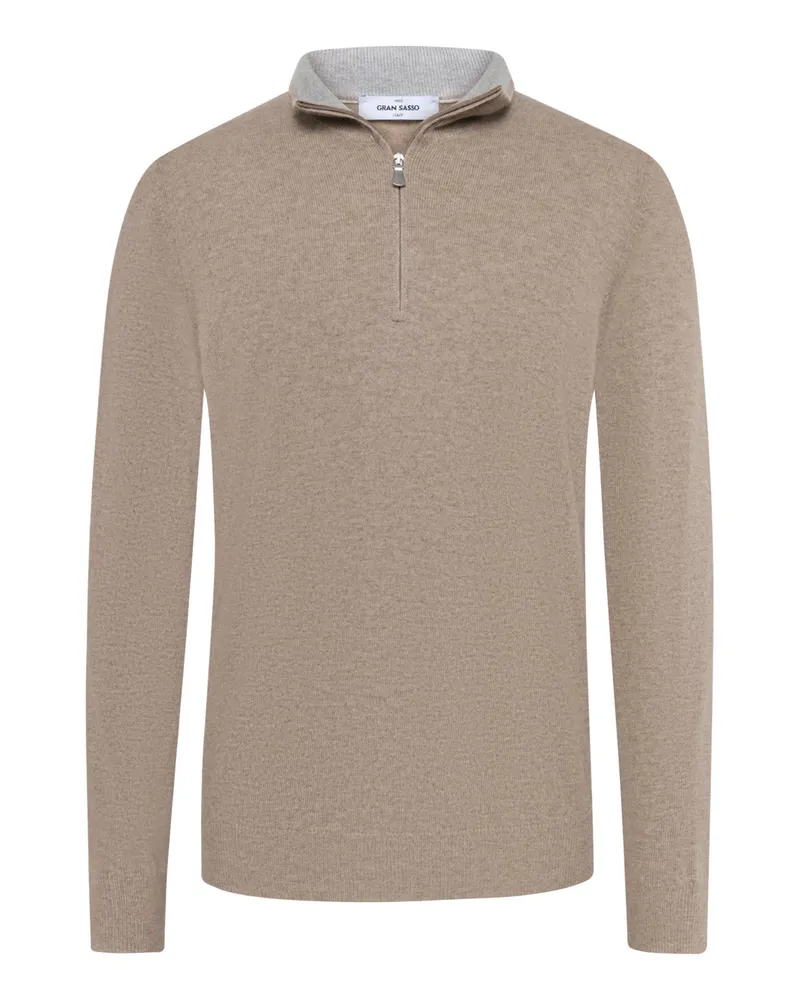Gran Sasso Softer Troyer aus einem Schurwolle-Kaschmir-Mix in Beige