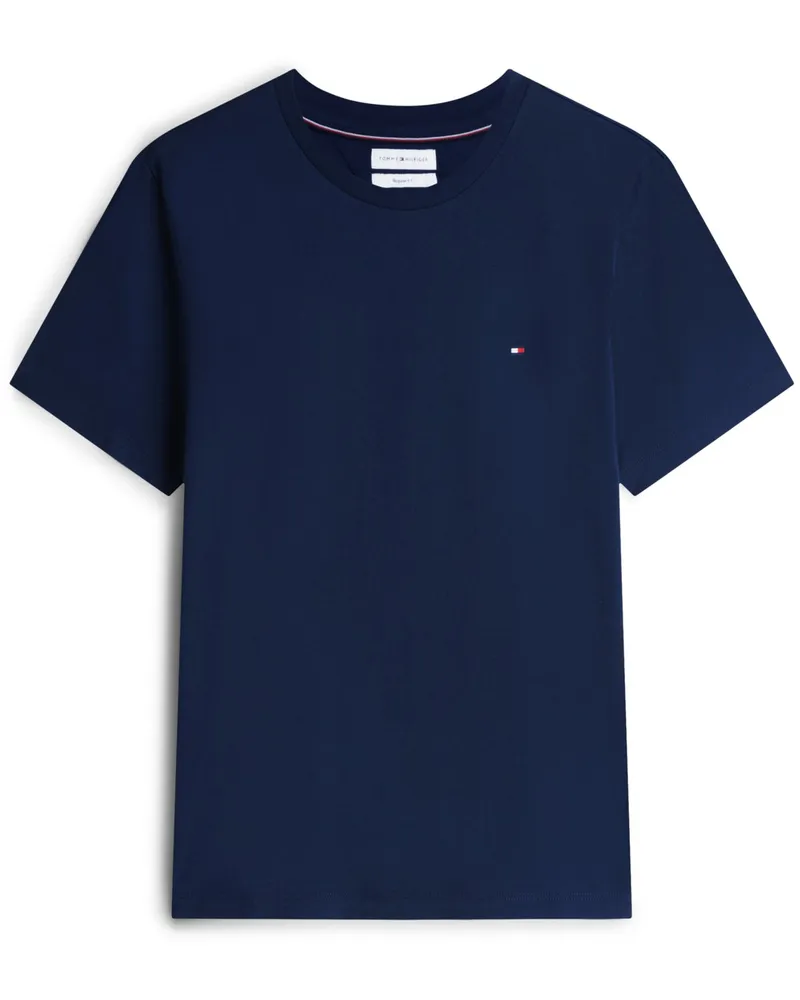 Tommy Hilfiger Softes T-Shirt mit kleiner Logo-Stickerei, Regular Fit in Marine