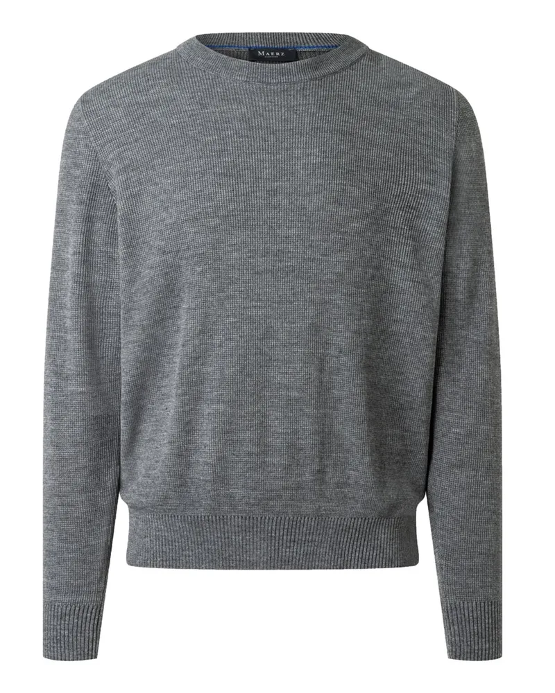Maerz Maschinenwaschbarer Rundhalspullover aus einem Baumwolle-Merino-Mix in Grau