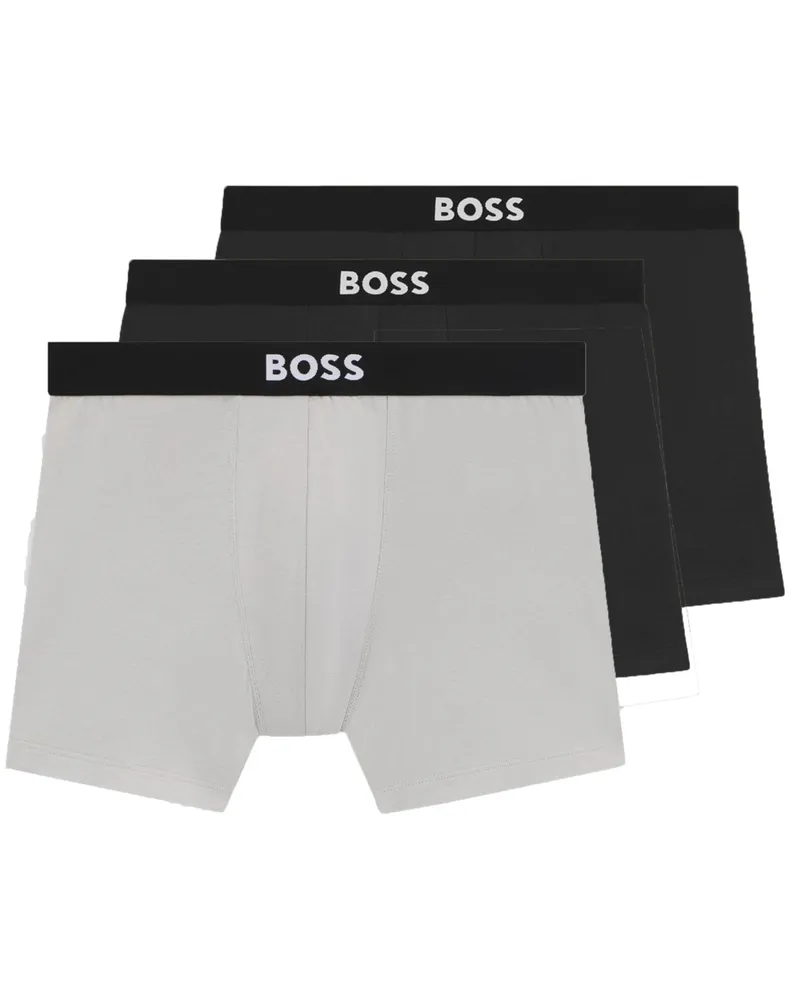 HUGO BOSS 3er Pack Boxer Briefs aus Bio-Baumwolle und Stretch in Grau