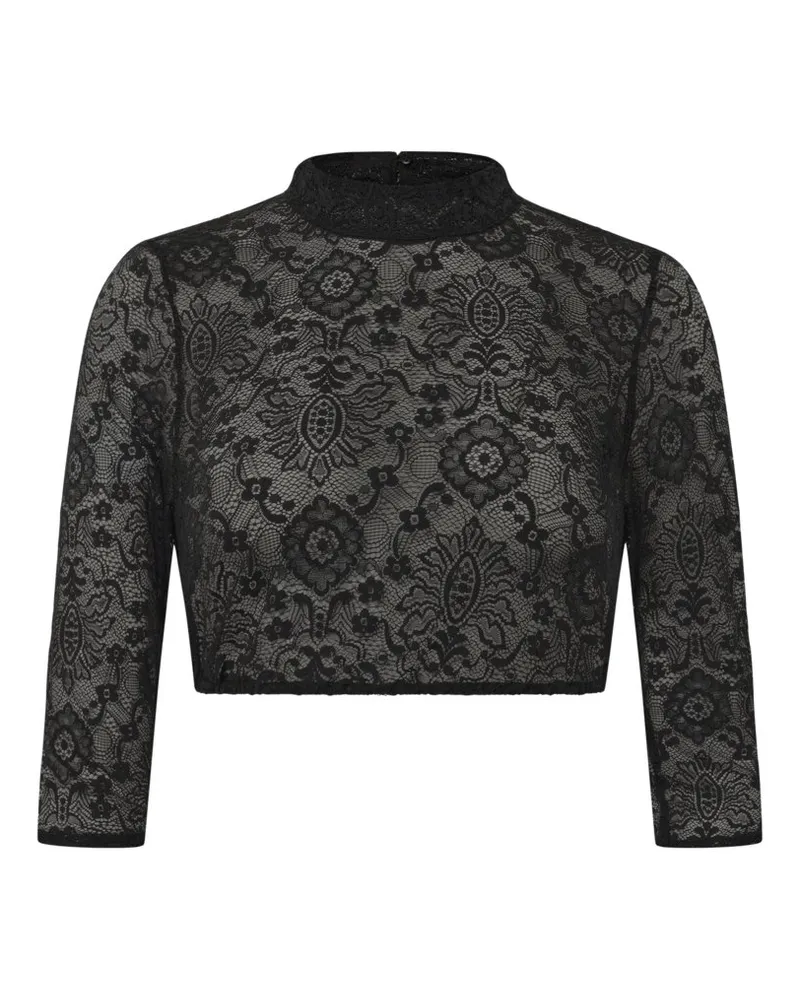 Hammerschmid Hochgeschlossene Dirndlbluse mit 3/4-Arm in Schwarz