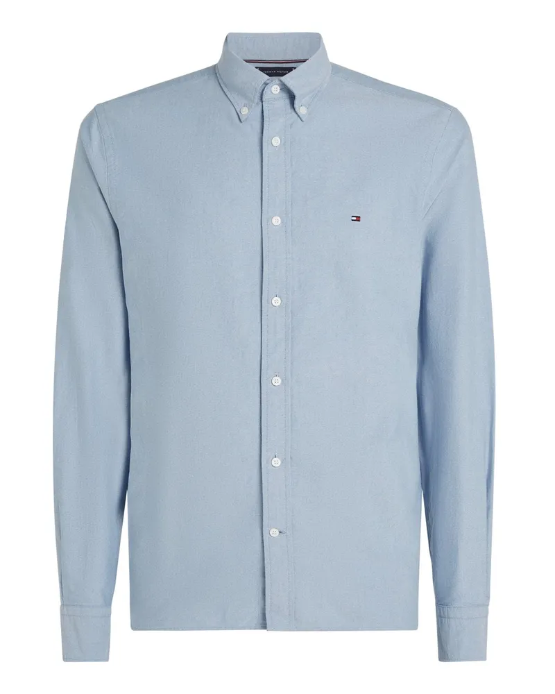 Tommy Hilfiger Oxfordhemd aus Baumwolle mit Logo-Stickerei, Regular Fit in Blau