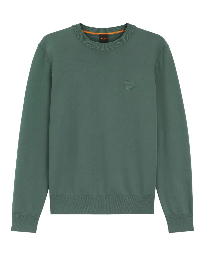 HUGO BOSS Leichter Pullover mit Kaschmiranteil und O-Neck in Grün