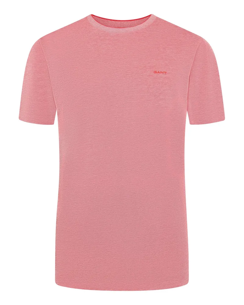 Gant T-Shirt aus einem zweifarbigen Baumwoll-Piqué in Rosenrot