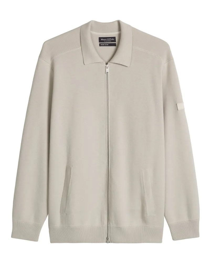 Marc O'Polo Strickjacke aus Bio-Baumwolle mit Hemdkragen in Beige
