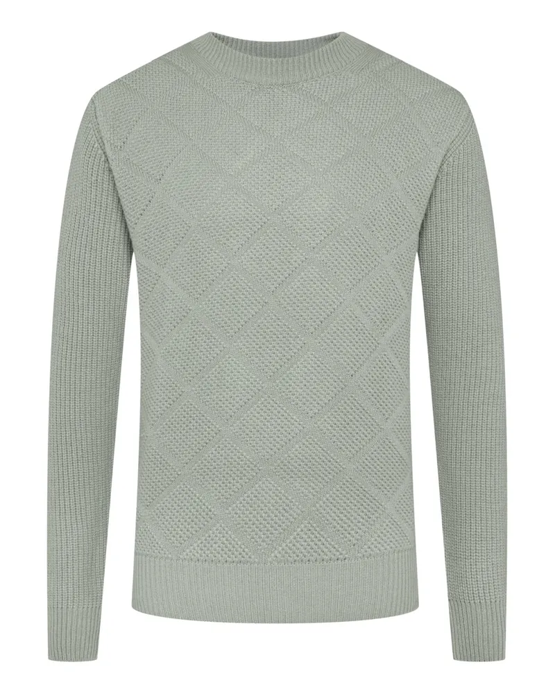 Daniele Fiesoli Softer Rundhalspullover in einem rautenförmigen Jacquard-Strick in Salbei