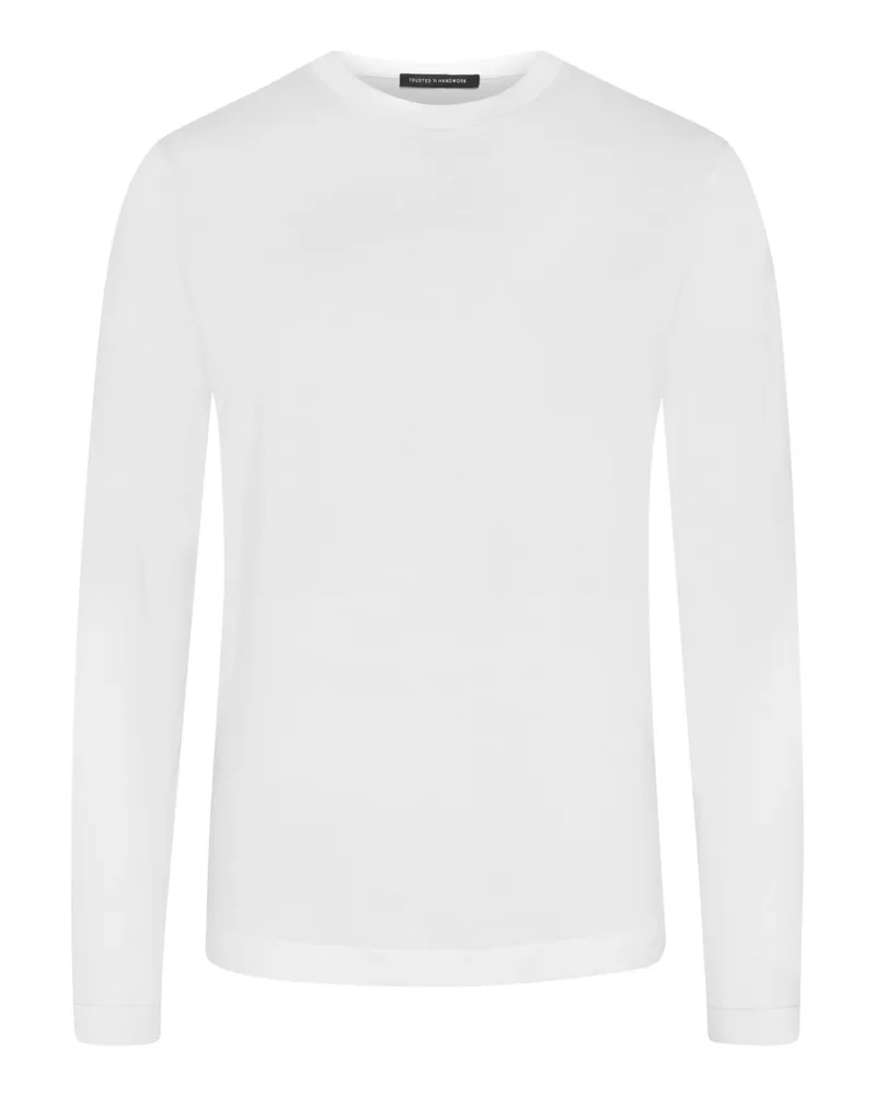 Trusted Handwork Longsleeve aus Pima-Baumwolle mit Rundhalsausschnitt in Weiß