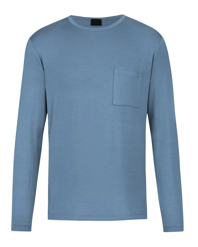 Mey Homewear-Jersey-Longsleeve aus Modal mit Stretch in Mittelblau
