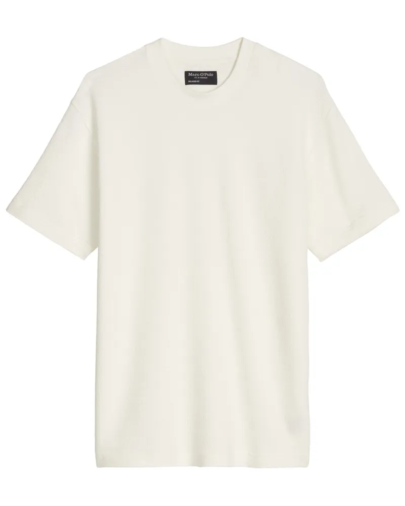 Marc O'Polo Softes T-Shirt aus Baumwolle mit Webstruktur, Relaxed Fit in Offwhite